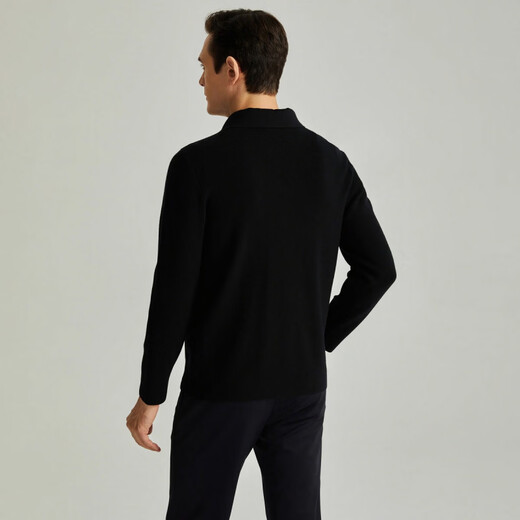 SATCHI Sheep Leather Lapel Zipper Solid Color Business Casual Comfortable Warm Leather Jacket Men's Black Black One Size 48