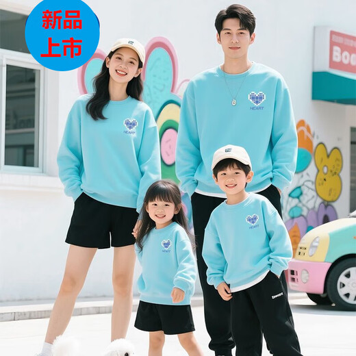 G.duck plaid love parent-child wear sweatshirt for a family of three plus velvet autumn wear 2025 foreign style mother-child wear spring and autumn style-black 120 treasure