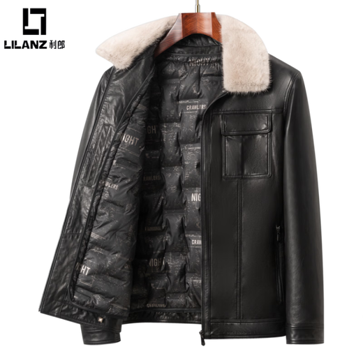 LILANZ повседневная кожаная куртка мужская куртка из натуральной кожи короткая черная норковая куртка с воротником на подкладке новая модная черная куртка из козьей кожи 3XL
