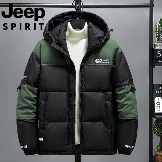 JEEP International Brand Men's Cotton Clothes Winter 2025 New Thickened Youth Cotton Clothes Coldproof Hooded Casual Jacket Spliced Cotton Clothes Black 7998 M 85-100