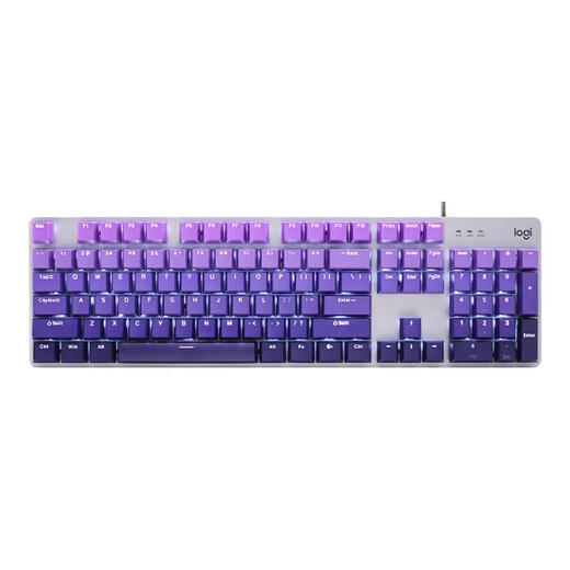 Teclado mecánico Logitech K845 con cable, tamaño completo, 104 teclas, retroiluminado, mecánico para juegos, eje TTC, teclado para juegos de oficina, computadora portátil, niños y niñas, eje rojo K845 + tecla violeta de 108 teclas gratis