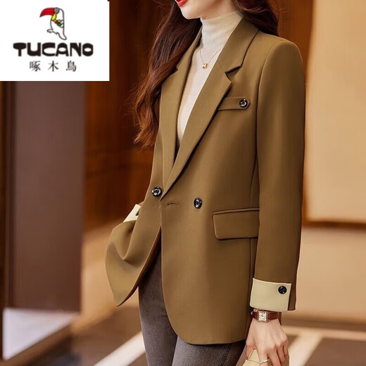 Woodpecker (TUCANO) blazer women's autumn and winter 2025 new casual temperament goddess style fashionable design suit brown L 120Jin Jin is equal to within 0.5 kg