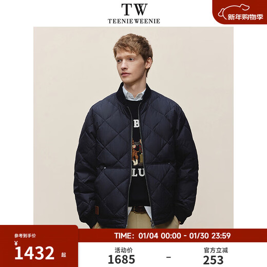 Teenie Weenie小熊男装美式户外日常防泼水绗线棒球款羽绒服 黑色 M