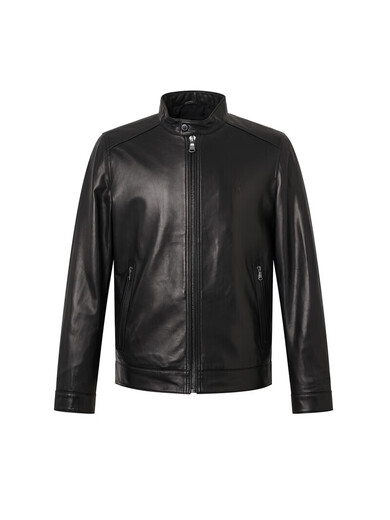 HAZZYS Autumn Selection Men's Fitted Jacket Casual Commuting Leather Jacket Warm Broad Top Black One Size 190/112A 56