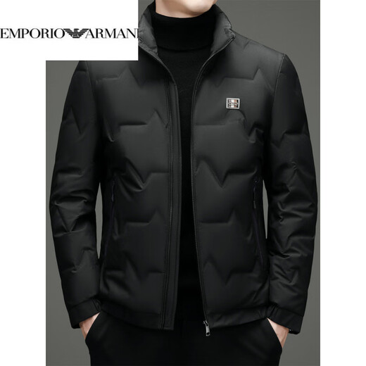 EMPORIO ARMANI Armani winter new men's down jacket for young and middle-aged people casual short stand-up collar thickened white duck down warm down gray green XL 180