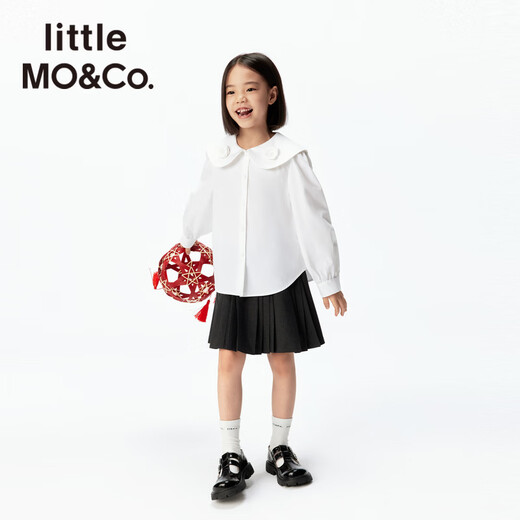 Little MO&Co. Jiajia's same little moco children's wear 26 spring new style girls floral cotton doll collar long-sleeved shirt white 140 140/68