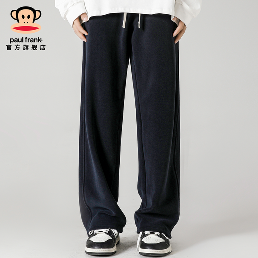 Big mouth monkey (paul frank) Austrian velvet straight casual pants for men in autumn and winter new fashion brand loose velvet pants thickened warm sports trousers purple plus velvet cold protection and warmth XL recommended 150-170Jin Jin equals 0.5 kg