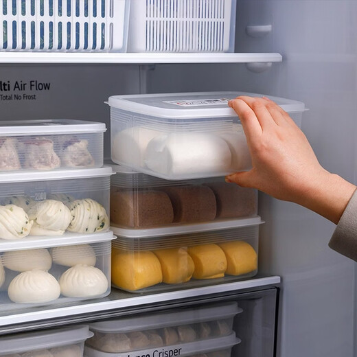 Sungsa Japanese imported steamed buns, steamed buns crisper box, large-capacity dumpling pasta storage box, refrigerator refrigeration and freezing box 3000ml (pack of 3)