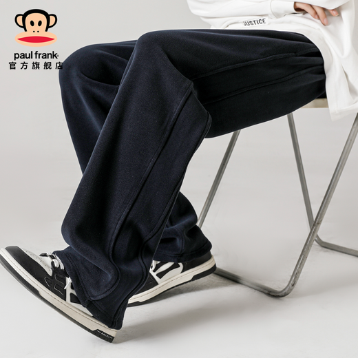 Big mouth monkey (paul frank) Austrian velvet straight casual pants for men in autumn and winter new fashion brand loose velvet pants thickened warm sports trousers purple plus velvet cold protection and warmth XL recommended 150-170Jin Jin equals 0.5 kg