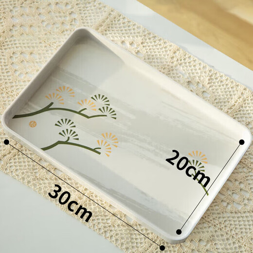 Xingfang Rectangular Large Tray Melamine Tea Tray Breakfast Tray Living Room Dried Fruit Fruit Tray Thickened Pine Medium Tray