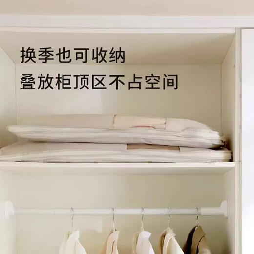 OIMG Japanese down jacket storage bag compressible clothes coat hanging dust cover home wardrobe transparent hanging clothes bag pearl beige short style - suitable for clothes within 90cm long