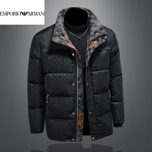 EMPORIO ARMANI Armani элитная легкая роскошная мужская модная зимняя одежда 90 бархатный пуховик с воротником-стойкой мужской повседневный белый утиный пуховик черный 2XL