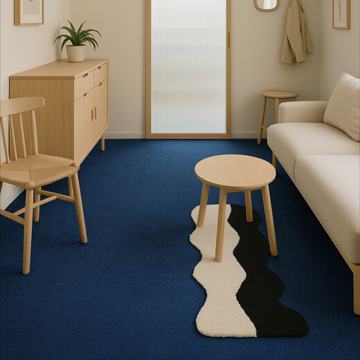 Fantasy office encrypted carpet brown high-end large-area soundproof mats covered with fire-proof and flame-retardant floor mats, Olympic blue color, 1.5 meters wide, 3 meters long, and the edge can be flame retardant.