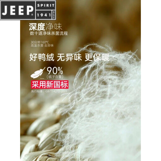 JEEP SPIRIT【高充绒】2025冬季新款轻薄羽绒服男女情侣排骨连帽加厚保暖外套 暗夜蓝 M 建议100-120斤