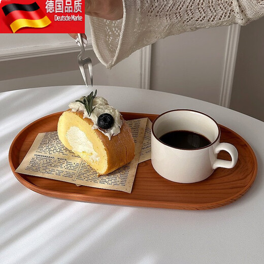 Tuojin oval imitation wood grain tray ins style tea tray water cup storage tray imitation wood grain oval tray small size