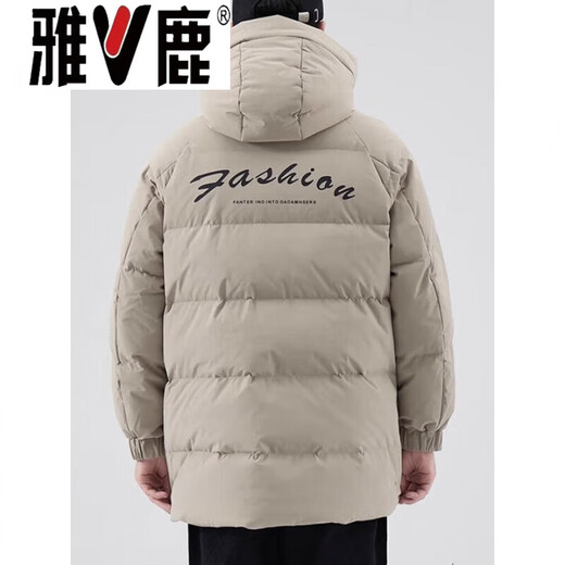 Yalu Мужская пуховая куртка цвета хаки Мужская зимняя утепленная холодостойкая куртка на гусином пуху средней длины Свободная повседневная куртка-пуховик на гусином пуху 95% Мужской белый гусиный пух - Черный M