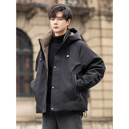 KBXNG Рабочая одежда для экстремального холода на открытом воздухе Пуховик Мужская зимняя модная брендовая красивая утолщенная теплая и морозостойкая куртка с капюшоном Off-White M 125Jin Jin весит 0,5 кг в пределах