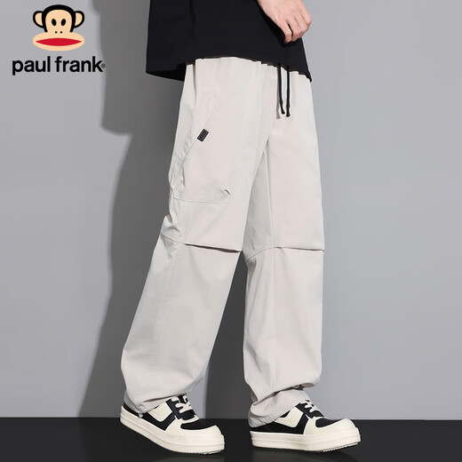Paul Frank Pants Men's Winter Trendy Casual Pants Men's Loose Straight Overalls Men's Long Pants Light Gray XL