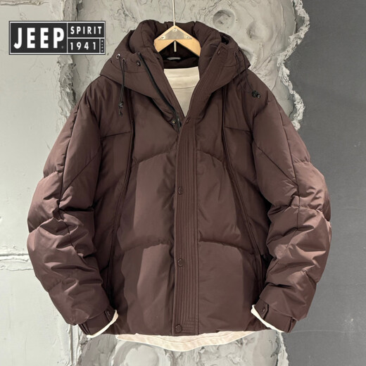 JEEP SPIRIT Зимняя утепленная пуховая куртка Jeep Мужская модная и универсальная простая теплая куртка на утином пуху Холодостойкая куртка с капюшоном фиолетового цвета L Рекомендуемый вес (130 Цзинь Цзинь соответствует 0,5 кг - 145 Цзинь Цзинь соответствует 0,5 кг)