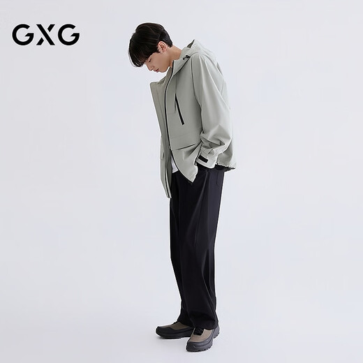 GXG Men's Two-tone Waterproof Zipper Hooded Jacket Spring 2026 G26A211020 Bean Green M