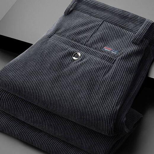 NASAOVER Pantalones de pana de alta gama para hombres de lujo ligeros Estilo otoño e invierno más pantalones de pierna recta de negocios cálidos de terciopelo Pantalones de hombre de marca Azul de alta gama Retornable con seguro de envío más terciopelo 33 Recomendado 130-140 Jin Jin equivale a 0,5 kg