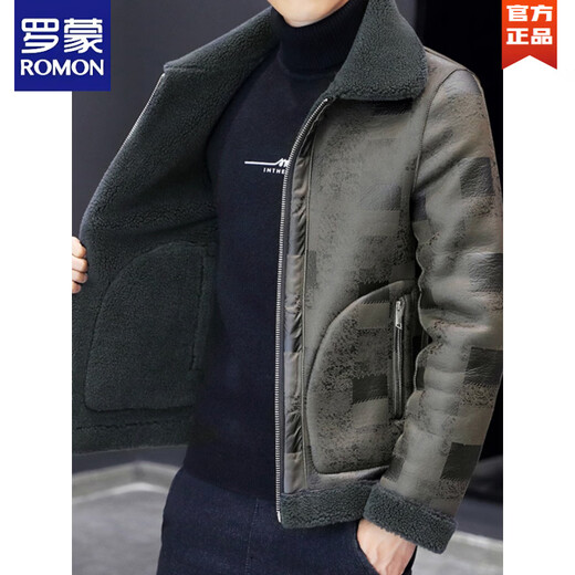 罗蒙（ROMON）皮衣男冬季加绒加厚韩版潮流羊羔毛双面穿棉衣皮毛一体冬装外套潮 黑色 M