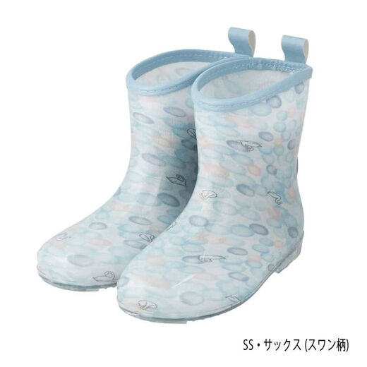 MIKIHOUSE Toddler Shoes Rapochet Rain Boots (15cm-20cm) Children's Long Boots Rain Shoes Waterproof Direct Shipping from Japan SS Sax (Swan Pattern) 16cm (6.4)