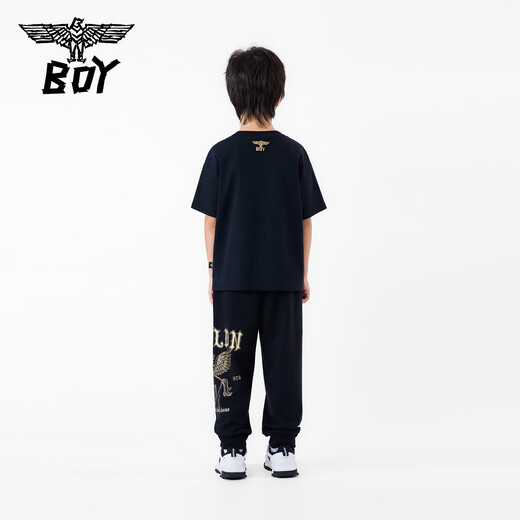 BOY JUNIOR boys' new spring and summer loose short-sleeved T-shirt black 130