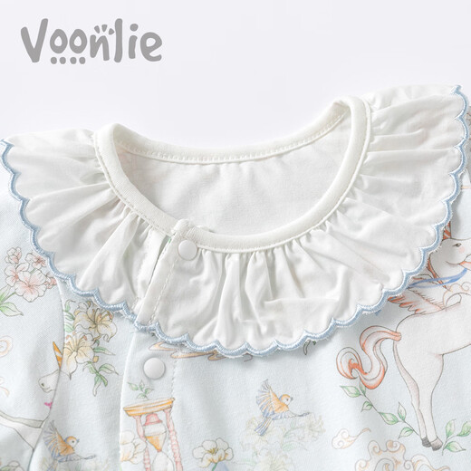 Fanhunting baby clothes, spring clothes, newborn baby girl jumpsuit, full moon and hundred days princess outing clothes, spring and autumn, time horse 66cm