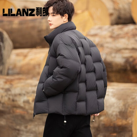 Высококачественное зимнее мужское пальто LiLang, воротник-стойка, свободная теплая куртка на белом утином пуху национального стандарта для защиты от холода, черный L (125-140 Цзинь Цзинь соответствует 0,5 кг, наполнен 171 г)