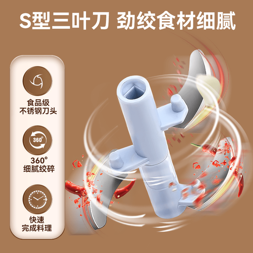 KINGXIAOJING German garlic artifact press garlic device garlic kitchen artifact garlic beater ginger artifact small minced garlic blender 500ML fast 3 knives blue