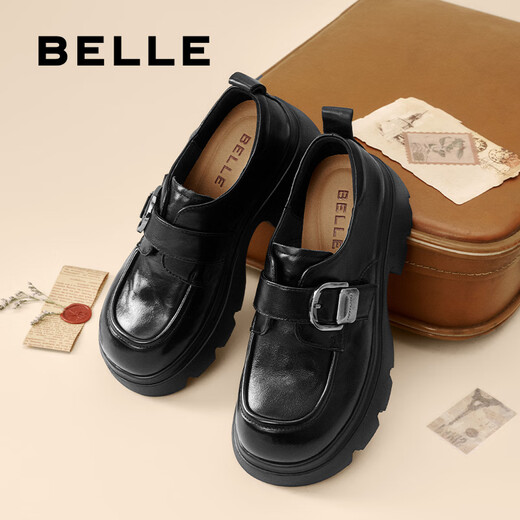 Belle Zhang Linghe recommends black loafers for women, shopping mall style cowhide thick-soled jk shoes E1Z1DCM5 black 38 (240mm)