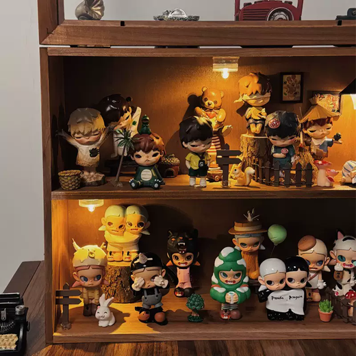 Yusenyi Ono Blind Box Display Stand Wooden DIY Scene Dustproof Bubble Mart Display Box Transparent Figure Storage Box (Large Size) Two-Layer Retro Blind Box Storage Box