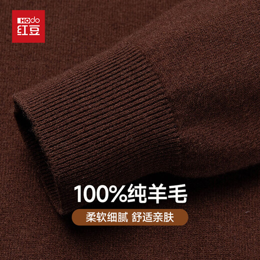 Hongdou semi-refined imitation machine washable 100% pure wool sweater men's autumn and winter V-neck sweater men's pullover bottoming sweater