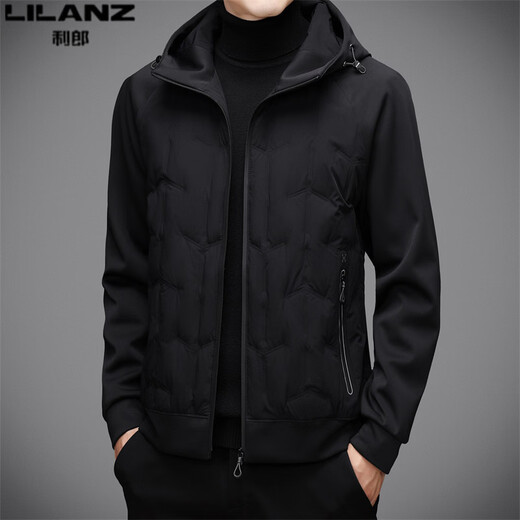 利郎商场同款男装24秋冬新款羽绒服男士时尚休闲白鸭绒轻薄保暖连帽外 咖色1007 M 170