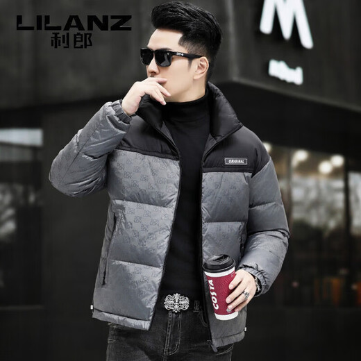 LILANZ 2025 Новый зимний короткий пуховик на гусином пуху, мужской утепленный теплый воротник-стойка, модная куртка для молодежи и среднего возраста, черный M 170