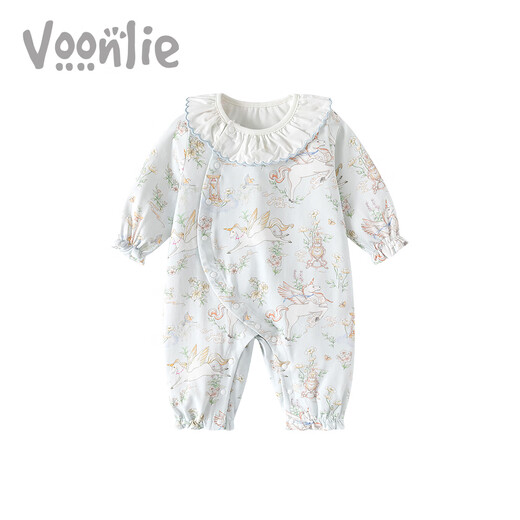 Fanhunting baby clothes, spring clothes, newborn baby girl jumpsuit, full moon and hundred days princess outing clothes, spring and autumn, time horse 66cm