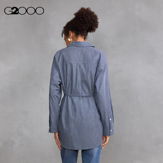 G2000 delivery belt/soft brushed/shopping mall new style women's FW25 pure cotton long-sleeved casual shirt pure cotton-dark navy M