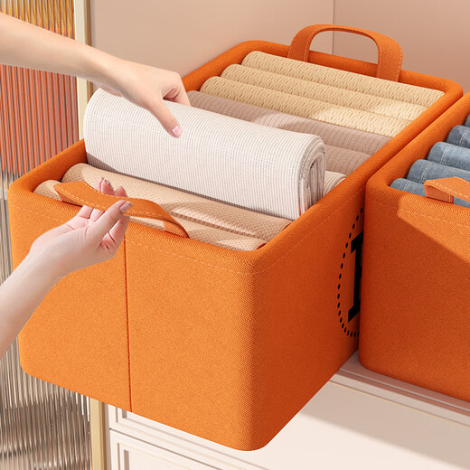Youna Clothes Storage Box Home Wardrobe Layered Artifact for Autumn and Winter Clothes and Trousers Folding Box Storage Basket Organizing Box Medium Size 40*27*21 Shoot One and Get Seven Pieces