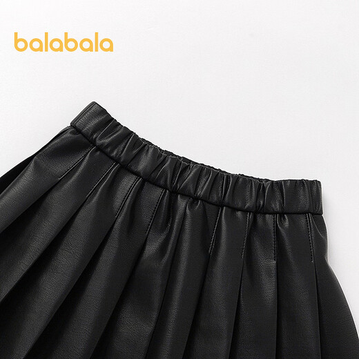 Balabala shopping mall same style children's clothing children's short skirt girls 2026 new spring and autumn imitation leather pleated skirt black 90001 90