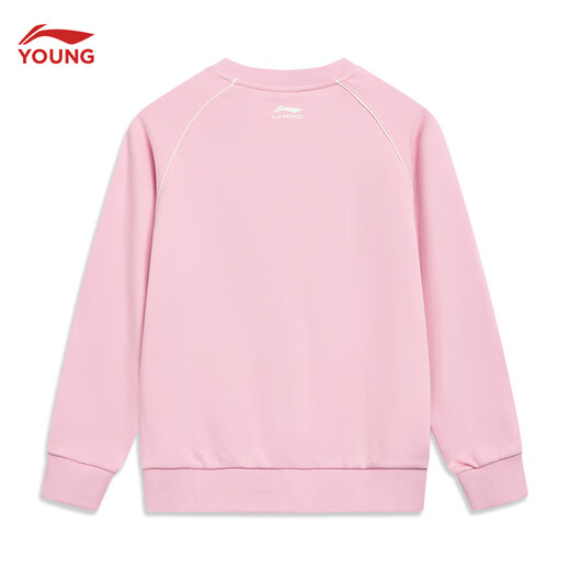 Li Ning children's clothing children's sweatshirt for girls and boys skin-friendly, soft, loose and versatile pullover hooded top YWDW034 Yan pink-3 170