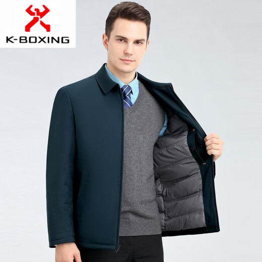 KBXNG Jinba Мужская короткая куртка-пуховик, новая утепленная деловая повседневная теплая куртка на утином пуху для папы среднего возраста, темно-зеленая, M 170/48