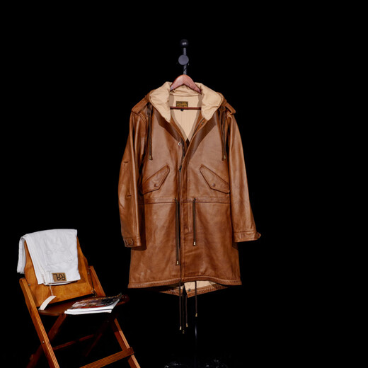 CHEVALPES国际一线品牌经典咔叽硬汉具备PARKA鱼尾大衣美式复古M51牛皮皮衣 反绒牛皮 S