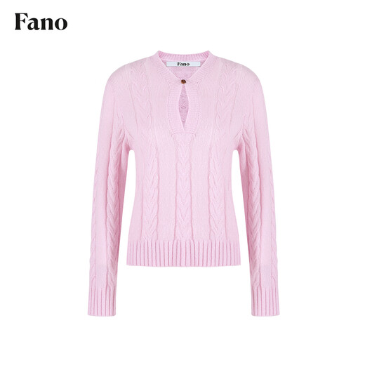 Fano studios Fan Luo Fano pink gentle mohair sweater for women 2026 spring one button hollow V-neck cable tie top pink ready stock M