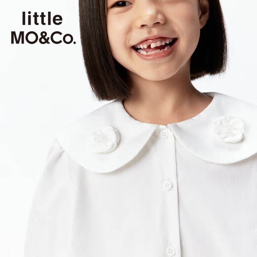 Little MO&Co. Jiajia's same little moco children's wear 26 spring new style girls floral cotton doll collar long-sleeved shirt white 140 140/68