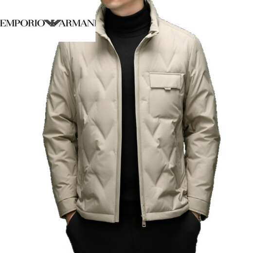 EMPORIO ARMANI Armani down new men's down jacket short stand collar casual duck down fashion trend warm winter jacket beige XL 180