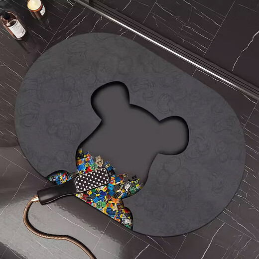 Yong Huan Tide Brand Bear Soft Diatom Mud Absorbent Mat Bathroom Floor Mat Non-Slip Mat Bathroom Door Mat Carpet Toilet Door Mat Trendy Bear Gray Oval 40x60CM Water Absorbent and Quick Drying