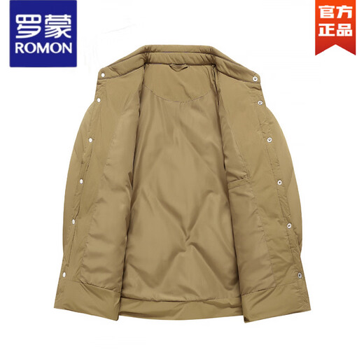 ROMON Old Money Style легкий пуховик мужской короткий 2025 зима новая повседневная теплая куртка с лацканами янтарно-зеленый XL 180