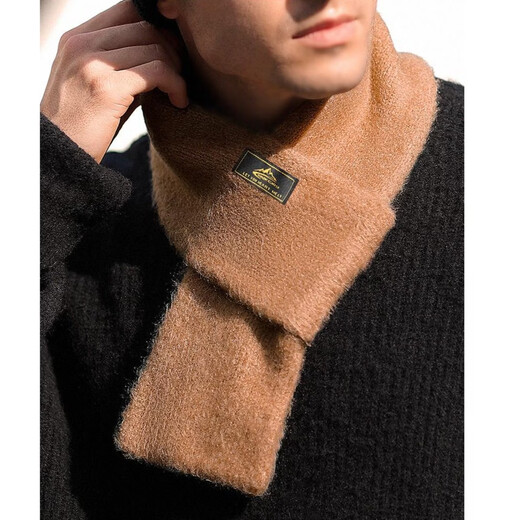 Men's Japanese retro all-match short scarf black 77cm (material imitation mohair)