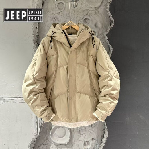 JEEP SPIRIT Зимняя утепленная пуховая куртка Jeep Мужская модная и универсальная простая теплая куртка на утином пуху Холодостойкая куртка с капюшоном фиолетового цвета L Рекомендуемый вес (130 Цзинь Цзинь соответствует 0,5 кг - 145 Цзинь Цзинь соответствует 0,5 кг)